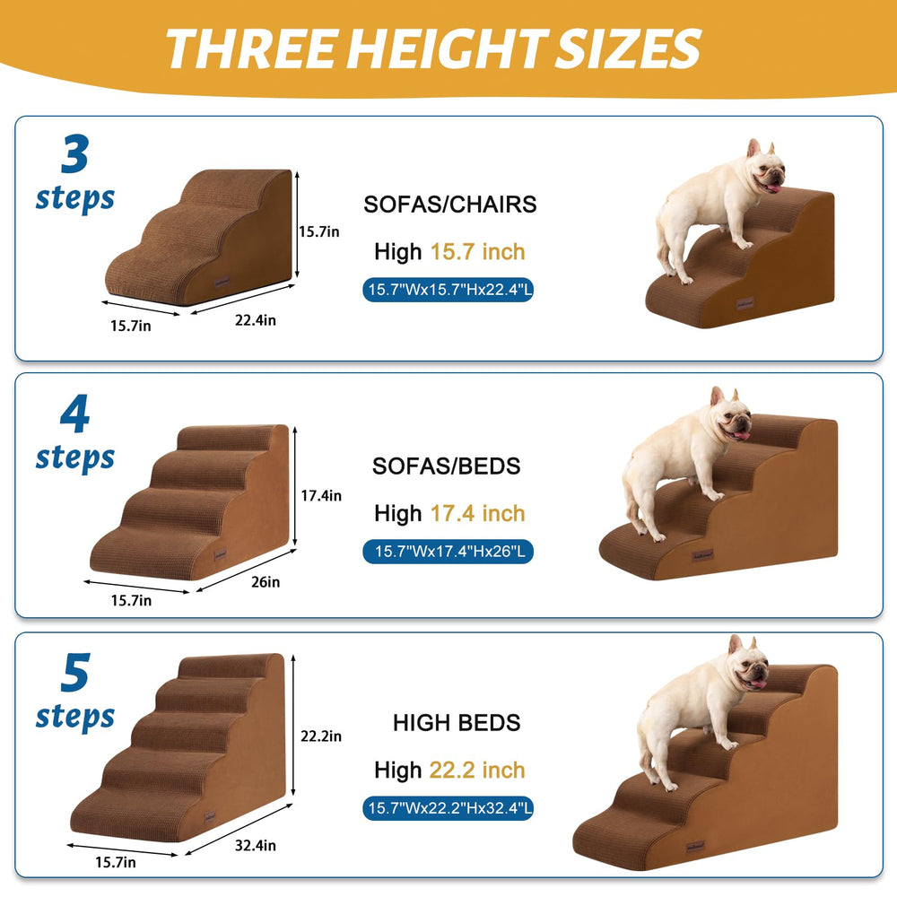 Aodisman dog stairs placed beside a couch for a pet to climb.