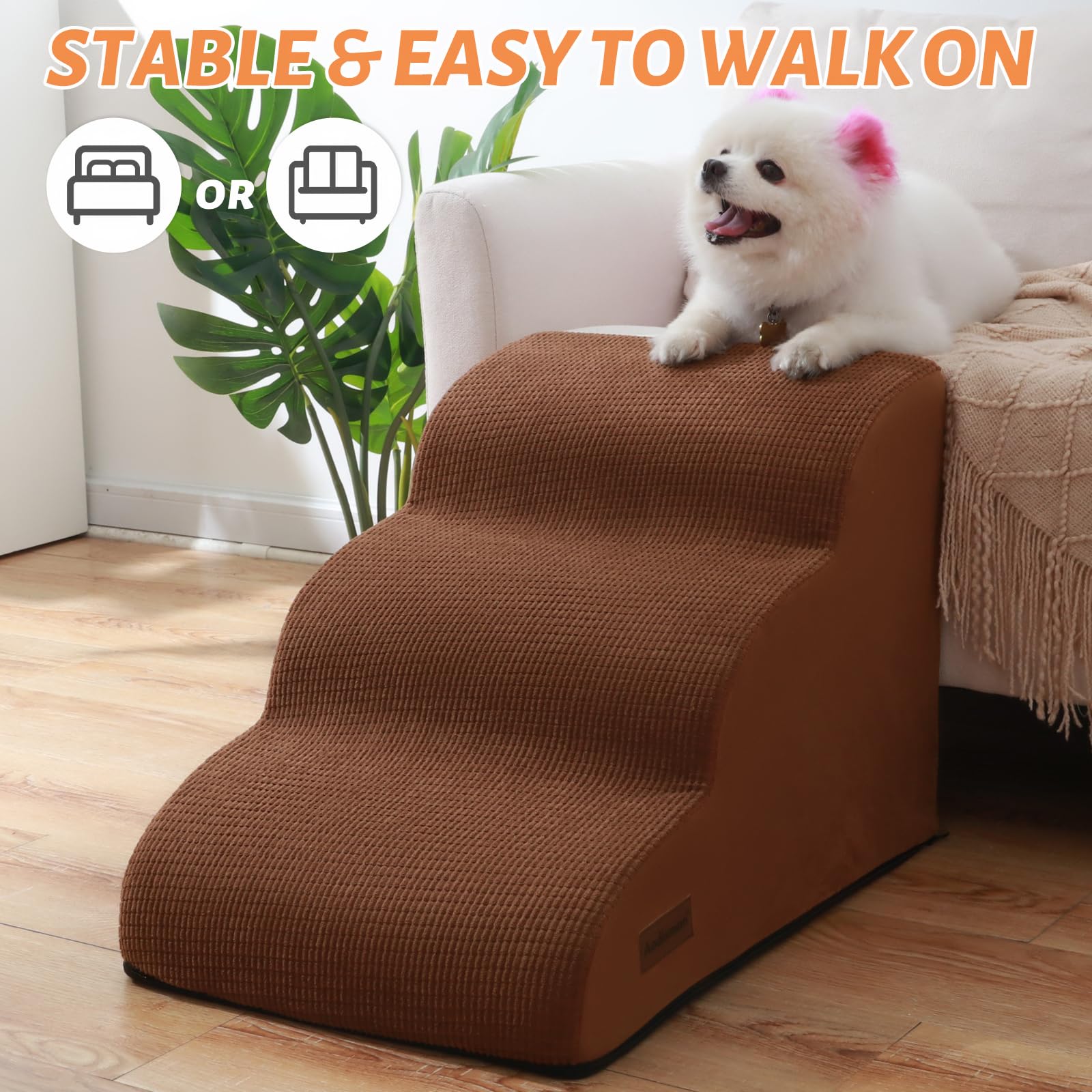 Aodisman dog stairs shown from the side to show the gradual slope.