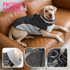 AOFITEE dog coat back zipper and protective zipper guard shown close up.
