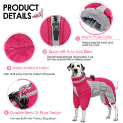 AOFITEE dog coat viewed from the back with its zipper visible.