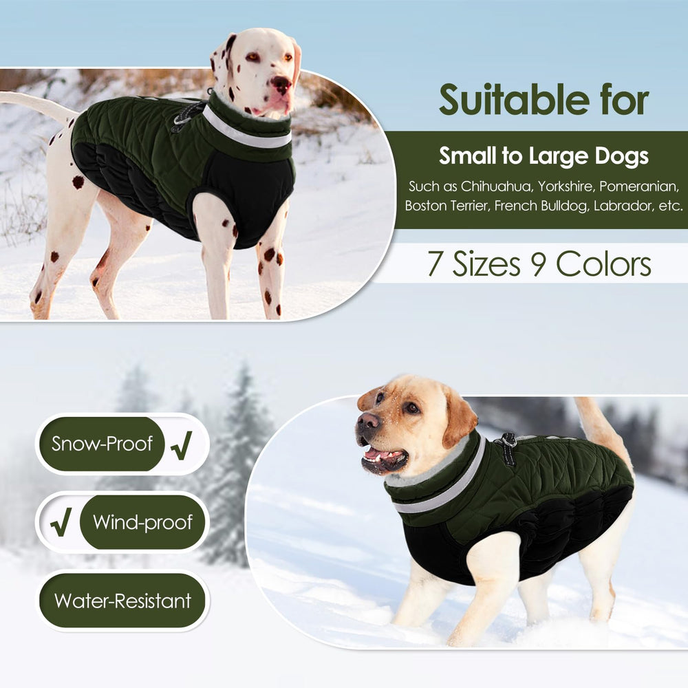 AOFITEE dog coat sleeveless cut and elastic abdomen shown in detail.
