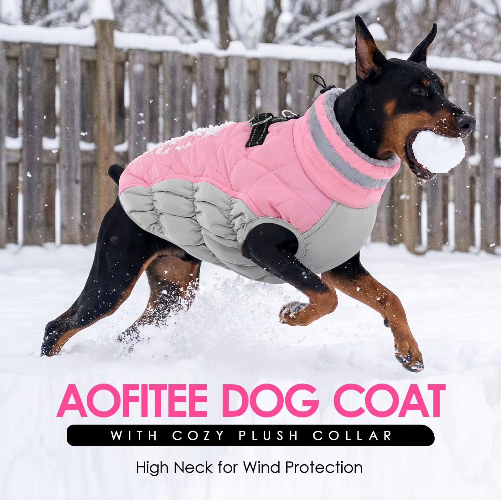 AOFITEE dog coat fleece lining shown in a close-up.