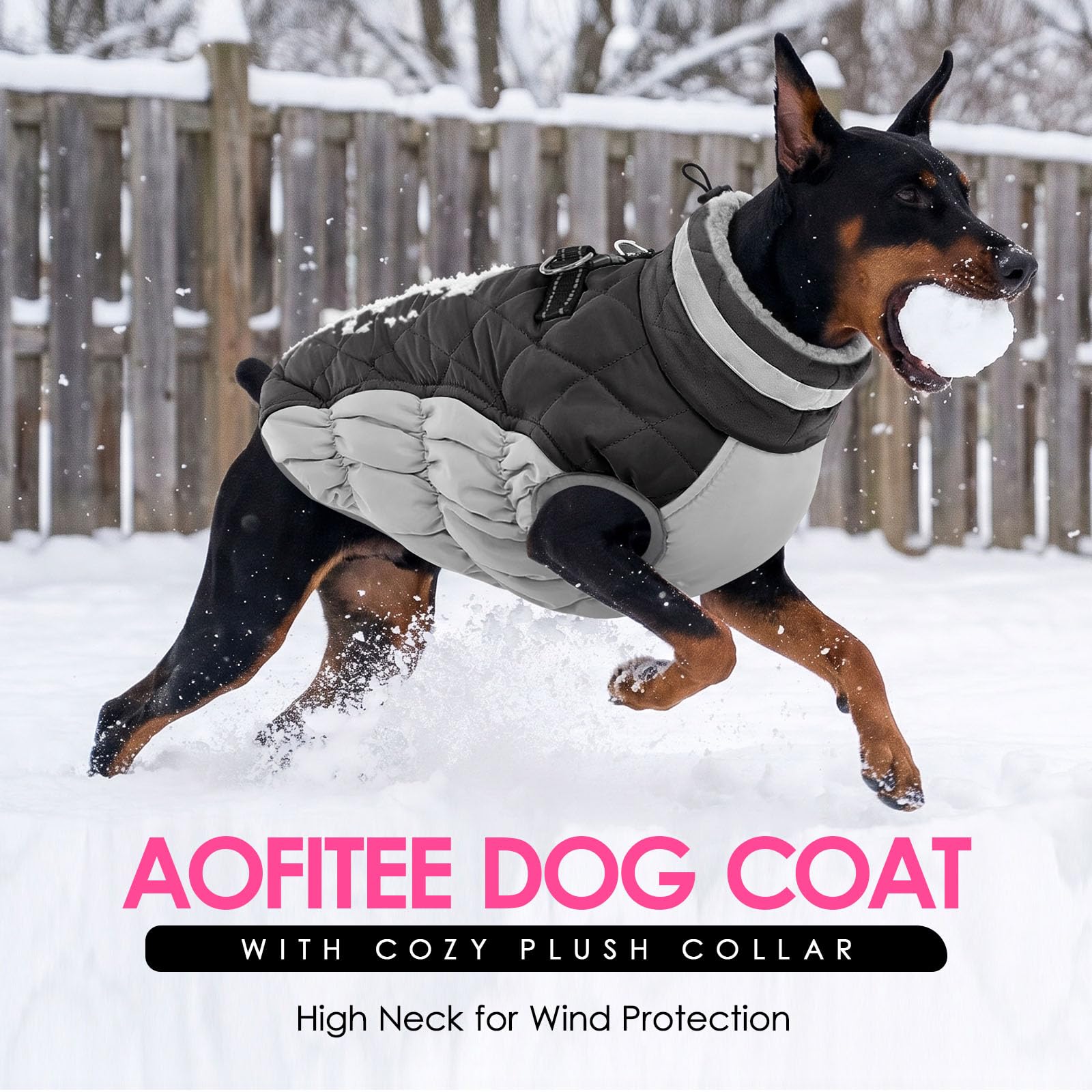 AOFITEE dog coat fleece lining shown in a close-up detail.