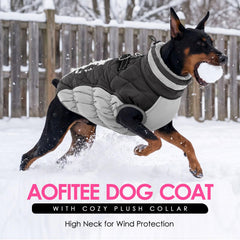 AOFITEE dog coat fleece lining shown in a close-up detail.