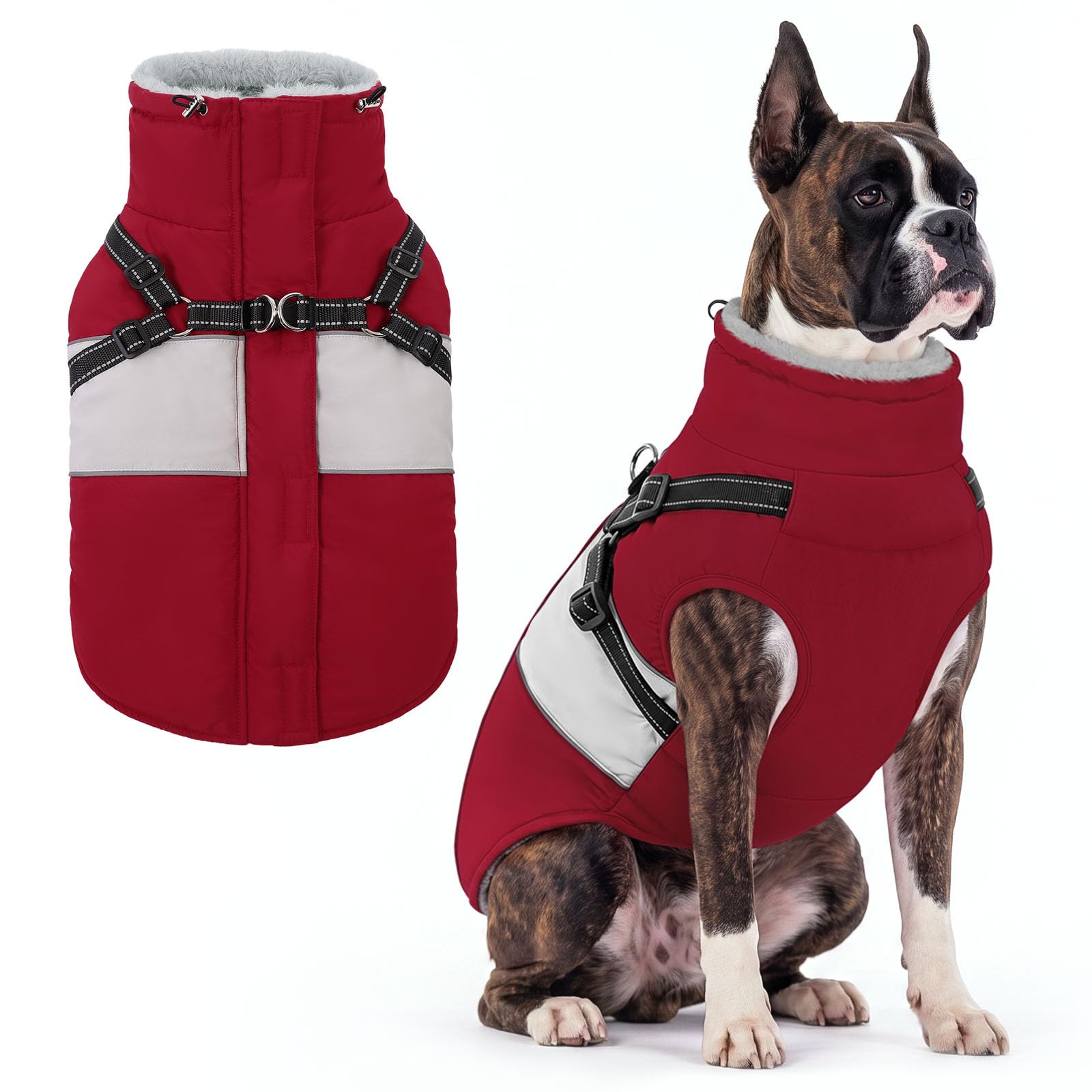 AOFITEE dog coat shown from the front, with its winter jacket shape visible.