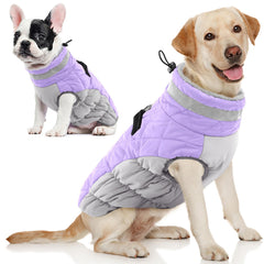 AOFITEE dog coat shown from the front, highlighting its winter design.