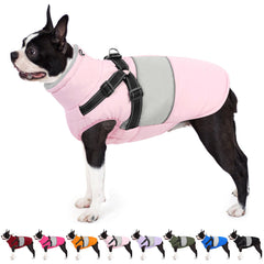 AOFITEE dog coat shown from the front, highlighting its winter jacket design.