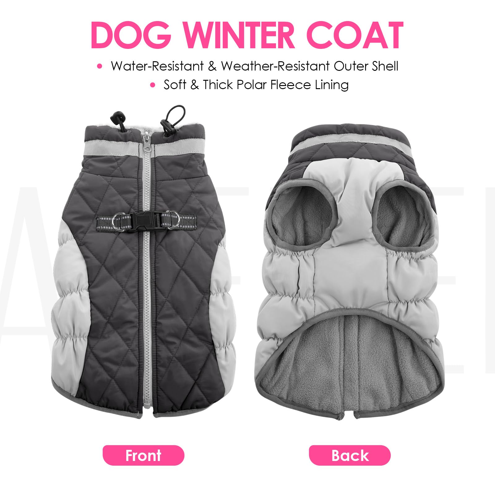 AOFITEE dog coat shown being worn by a dog for an outdoor fit view.