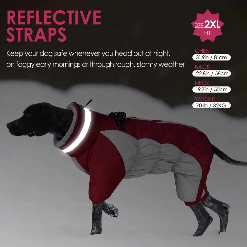 AOFITEE dog coat back detail showing the reflective strips.