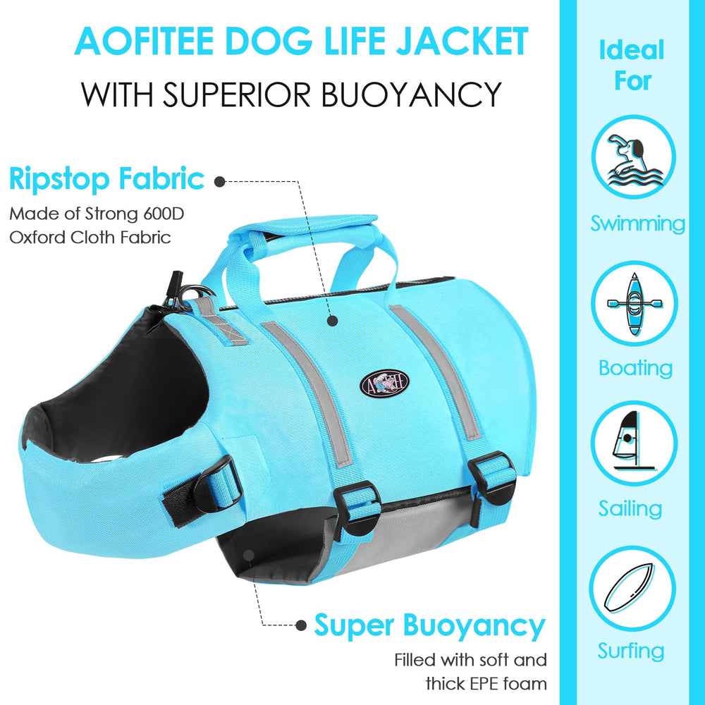 AOFITEE Dog Life Jacket adjustable neck closure detail.