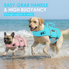 AOFITEE Dog Life Jacket back with reflective strips.