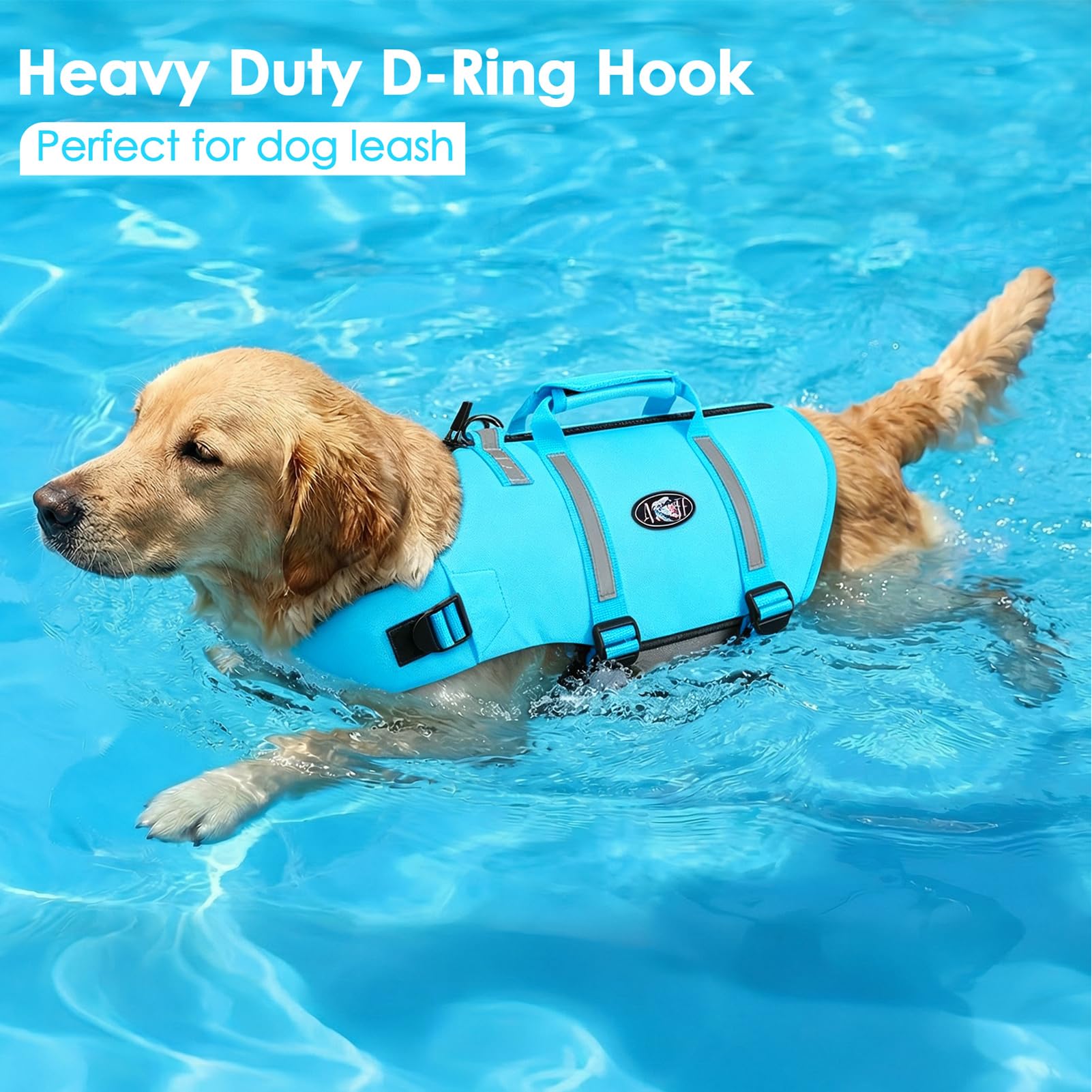 AOFITEE Dog Life Jacket close-up of its fabric and foam construction.