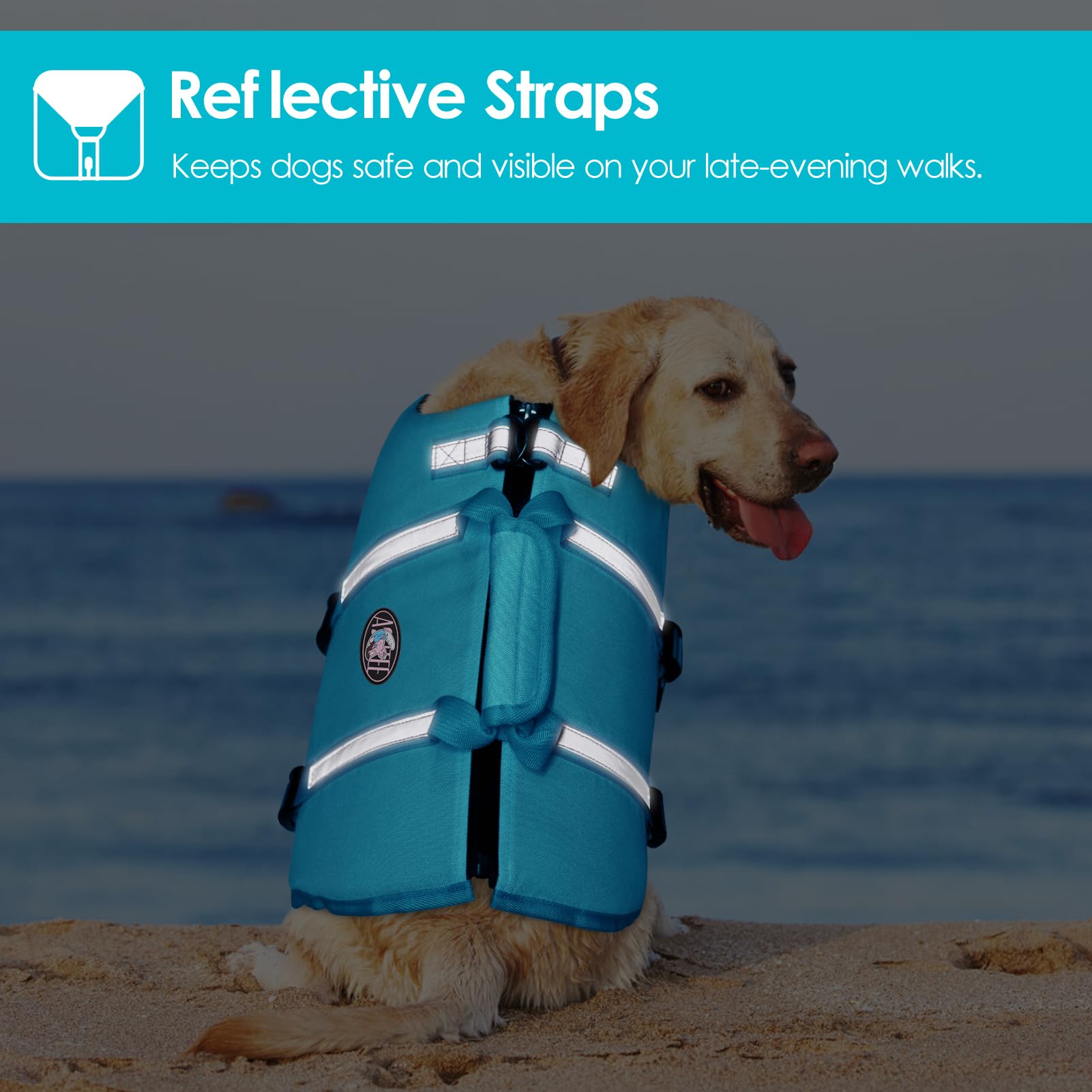 AOFITEE Dog Life Jacket D-ring for leash attachment.