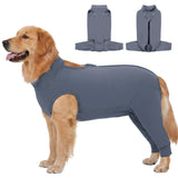 AOFITEE Dog Recovery Sleeve for Hind Leg shown from the front in bluegrey.