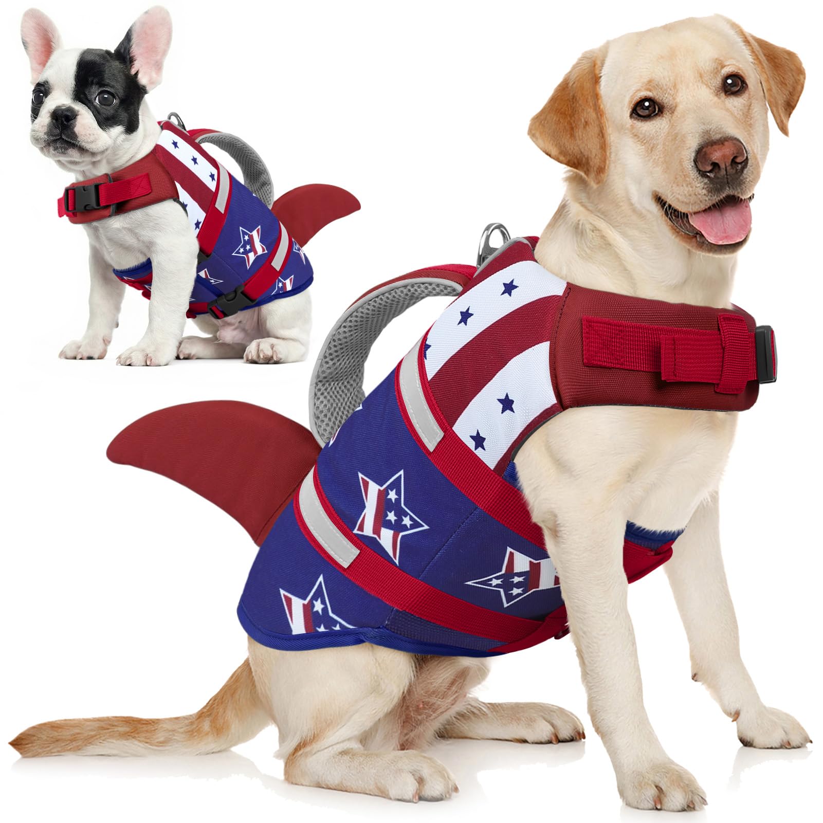 AOFITEE dog shark life jacket shown from the front.