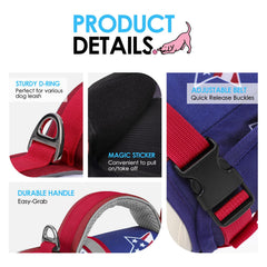 AOFITEE dog shark life jacket with its top rescue handle in focus.