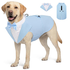 AOFITEE Dog Tuxedo shown from the front with its shirt and bandana collar.