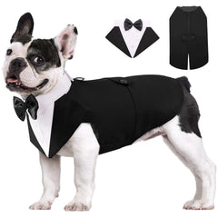 AOFITEE Dog Tuxedo shown from the front as a formal dog outfit.