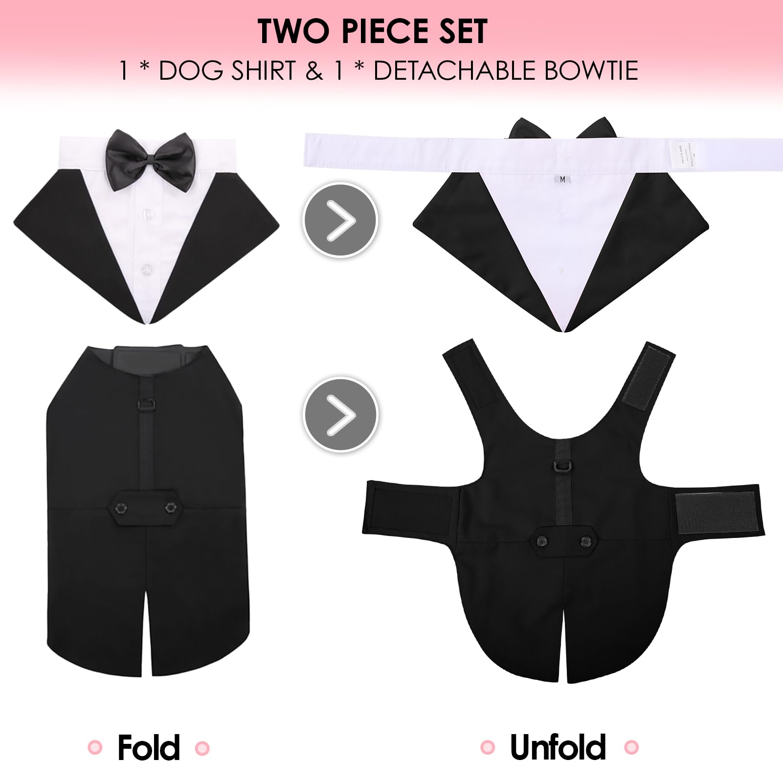 AOFITEE Dog Tuxedo neck and chest hook-and-loop fastening straps.