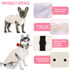 AOFITEE dog tuxedo bandana showing its removable bowtie.