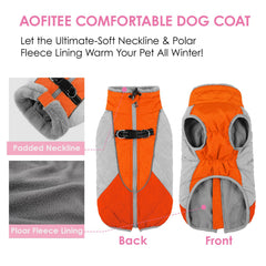 AOFITEE Dog Winter Coat detail showing the zipper along the back.