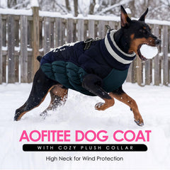 AOFITEE dog winter jacket fleece lining shown in close-up.