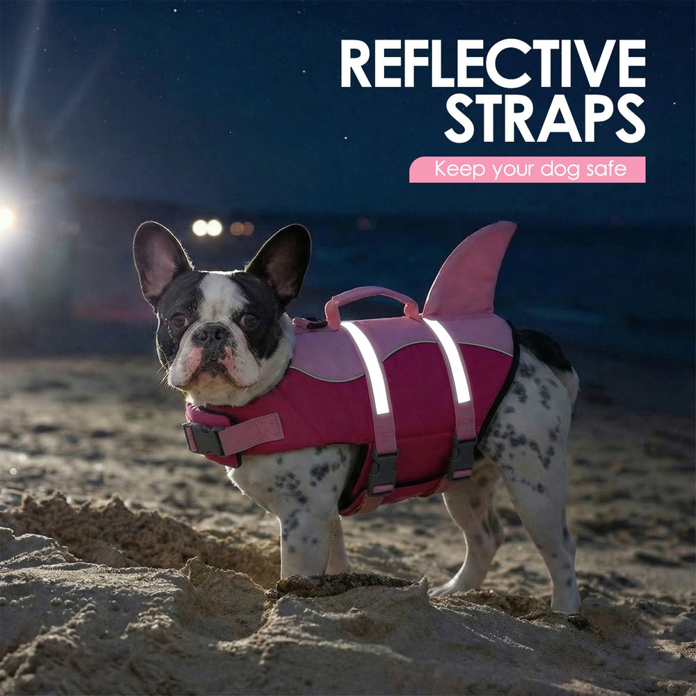 AOFITEE Shark Dog Life Jacket showing its hook-and-loop closure.