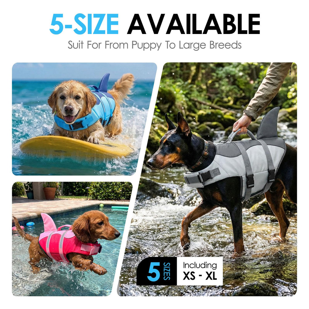 AOFITEE Shark Dog Life Jacket shown from a side angle.