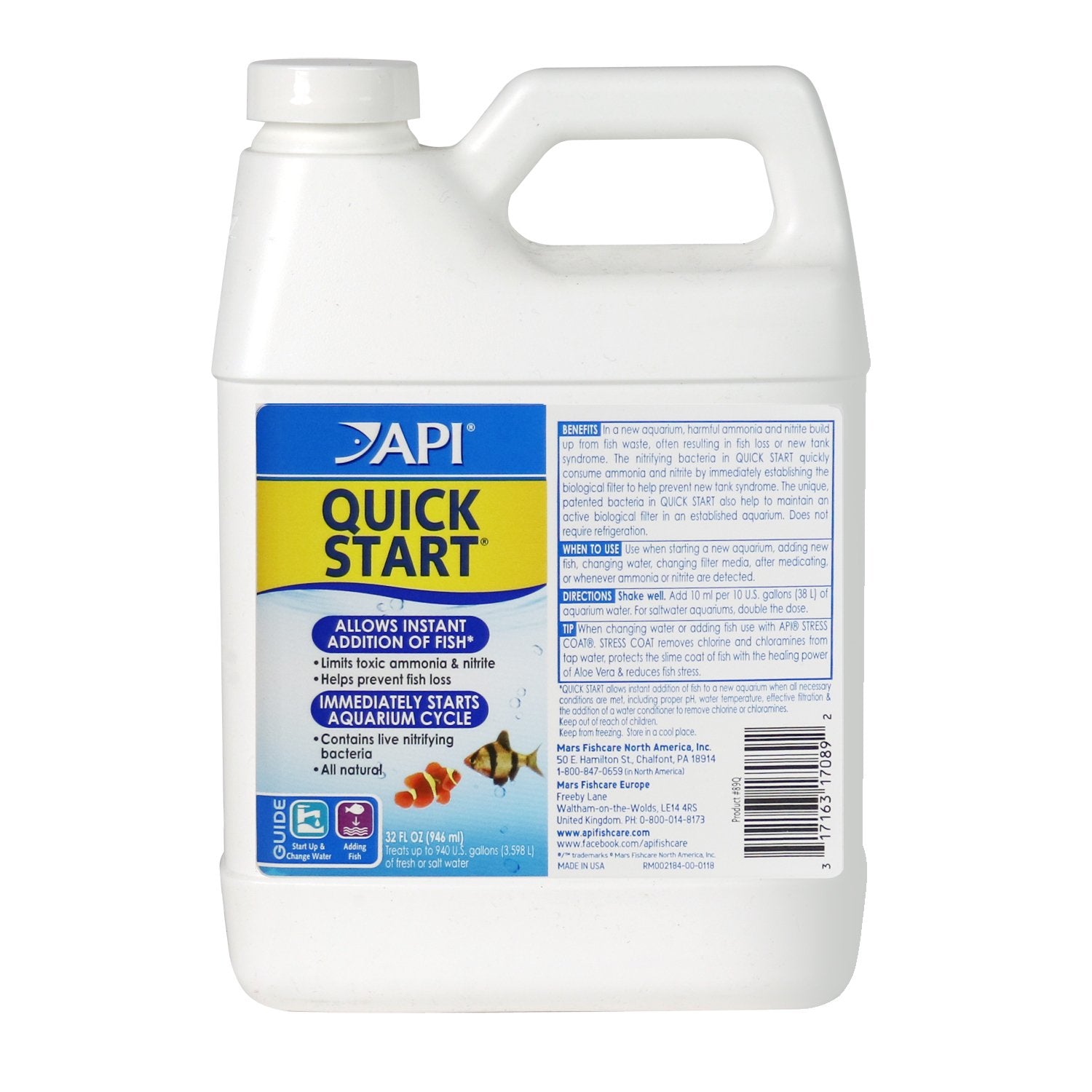 API Quick Start nitrifying bacteria bottle shown from the front.