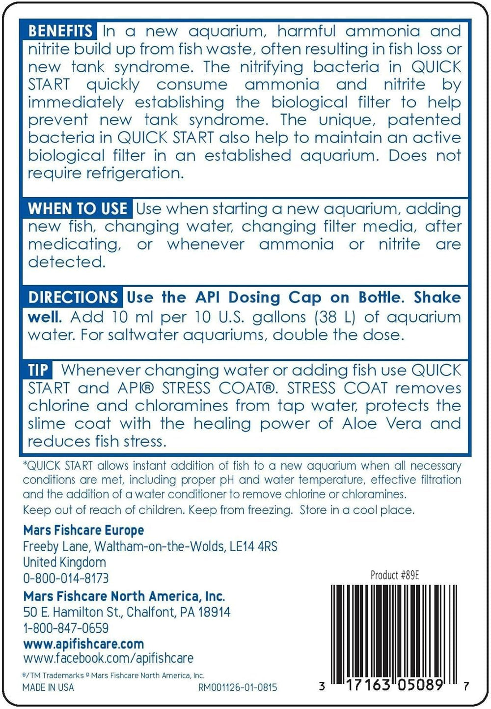 API Quick Start water conditioner shown as a two-bottle pack.