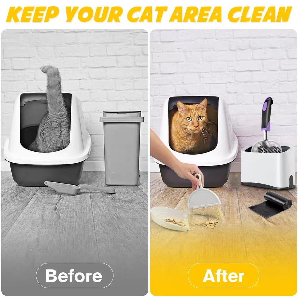 Apidgrowth cat litter scoop with its ergonomic handle in focus.