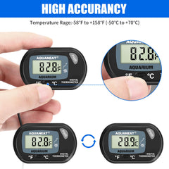 AQUANEAT digital aquarium thermometer with its large LCD display in focus.