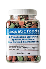 Aquatic Foods Inc. sinking wafer mix jar shown from the front.