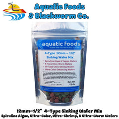Aquatic Foods sinking wafer brown formula with a multi-shrimp blend.