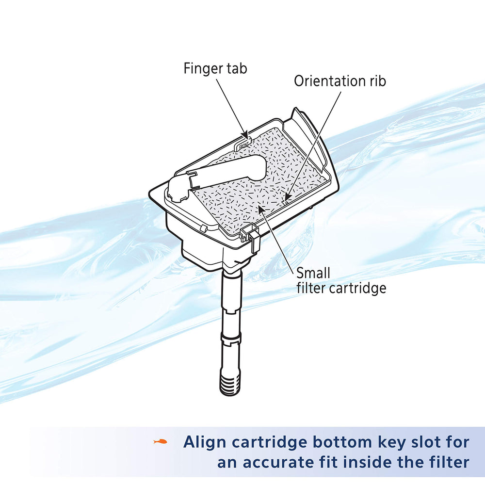 Aqueon Replacement Filter Cartridge with the FRONT orientation tab visible.