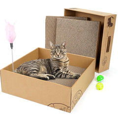 ARGOPET cat scratcher box shown from the front in its pizza-style design.