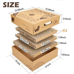 ARGOPET cat scratcher shown in use as an indoor cat scratches the cardboard.