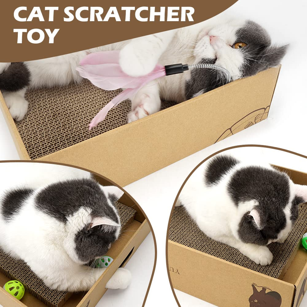 ARGOPET cat scratcher opened to show its two contained scratching beds.