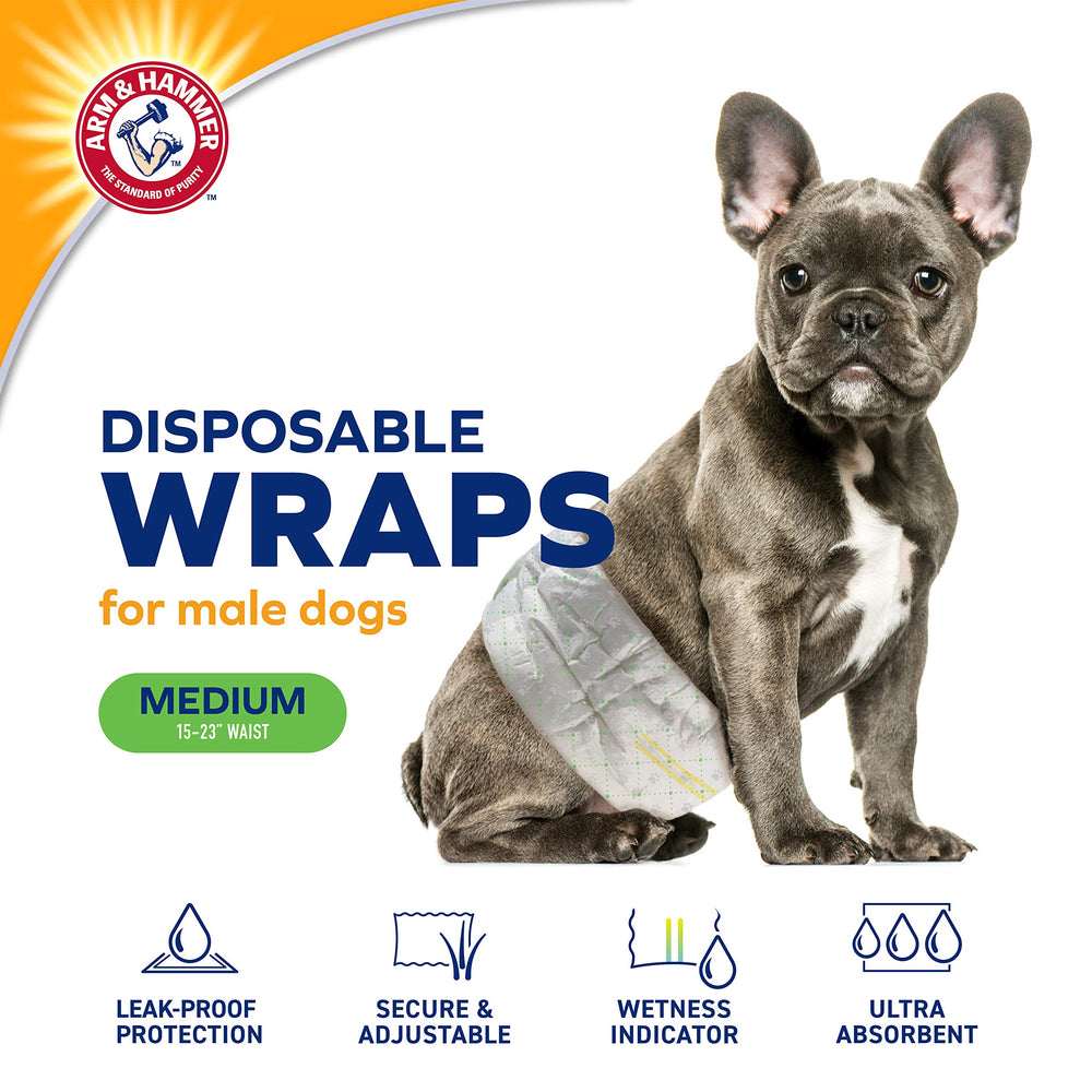 ARM & HAMMER male dog belly band wrap showing its layered absorbent core.