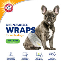 ARM & HAMMER male dog belly band wrap showing its layered absorbent core.