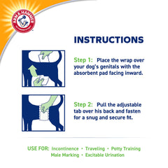 ARM & HAMMER male dog belly band wraps shown as a 12-count, 2-pack.