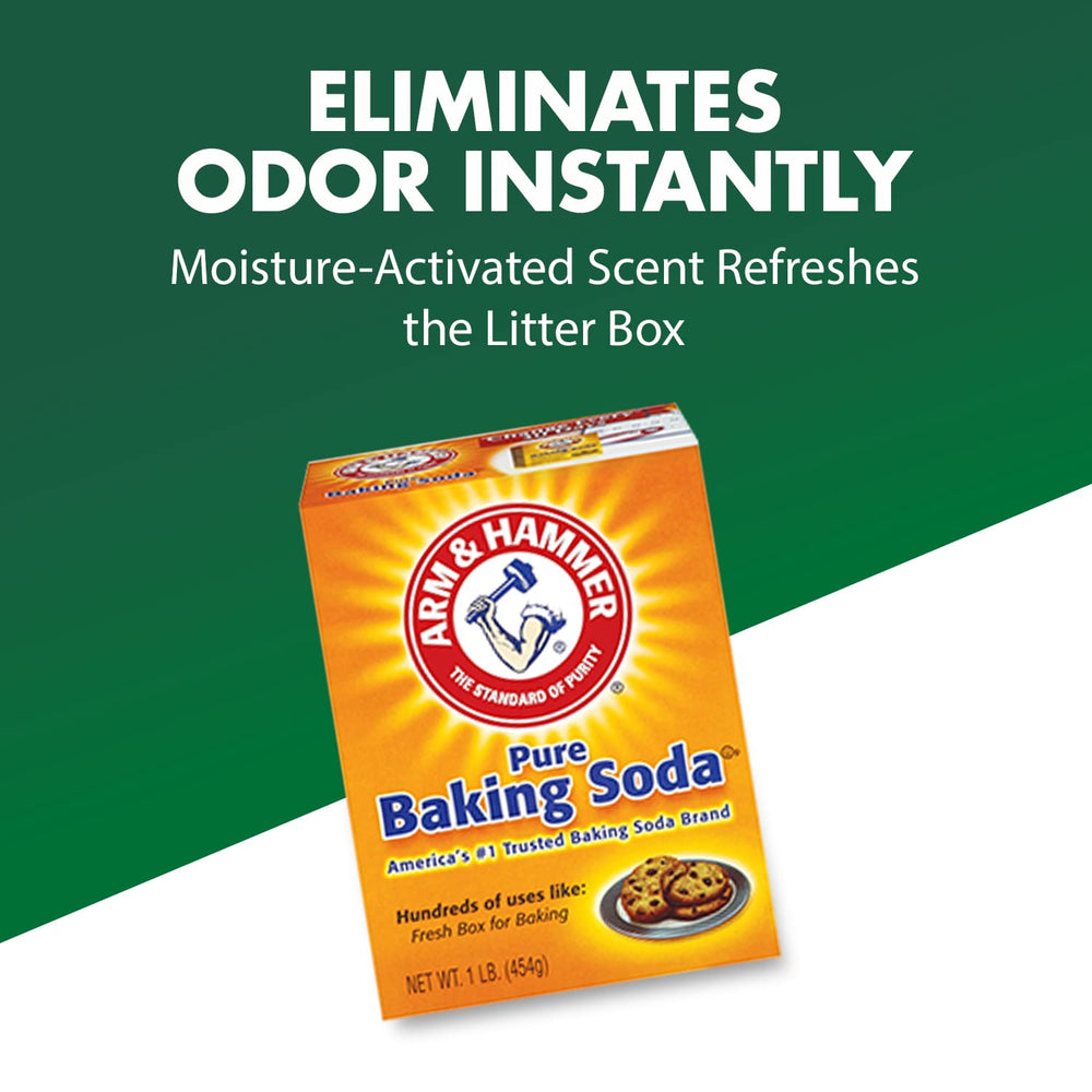 ARM & HAMMER Double Duty cat litter deodorizer detail highlighting Baking Soda Crystals.
