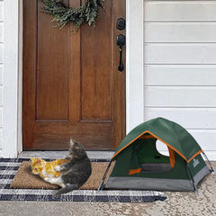 ASFANES foldable pet tent packed in its portable outer storage bag.