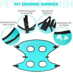 ATESON Dog Grooming Hammock showing the leg openings.