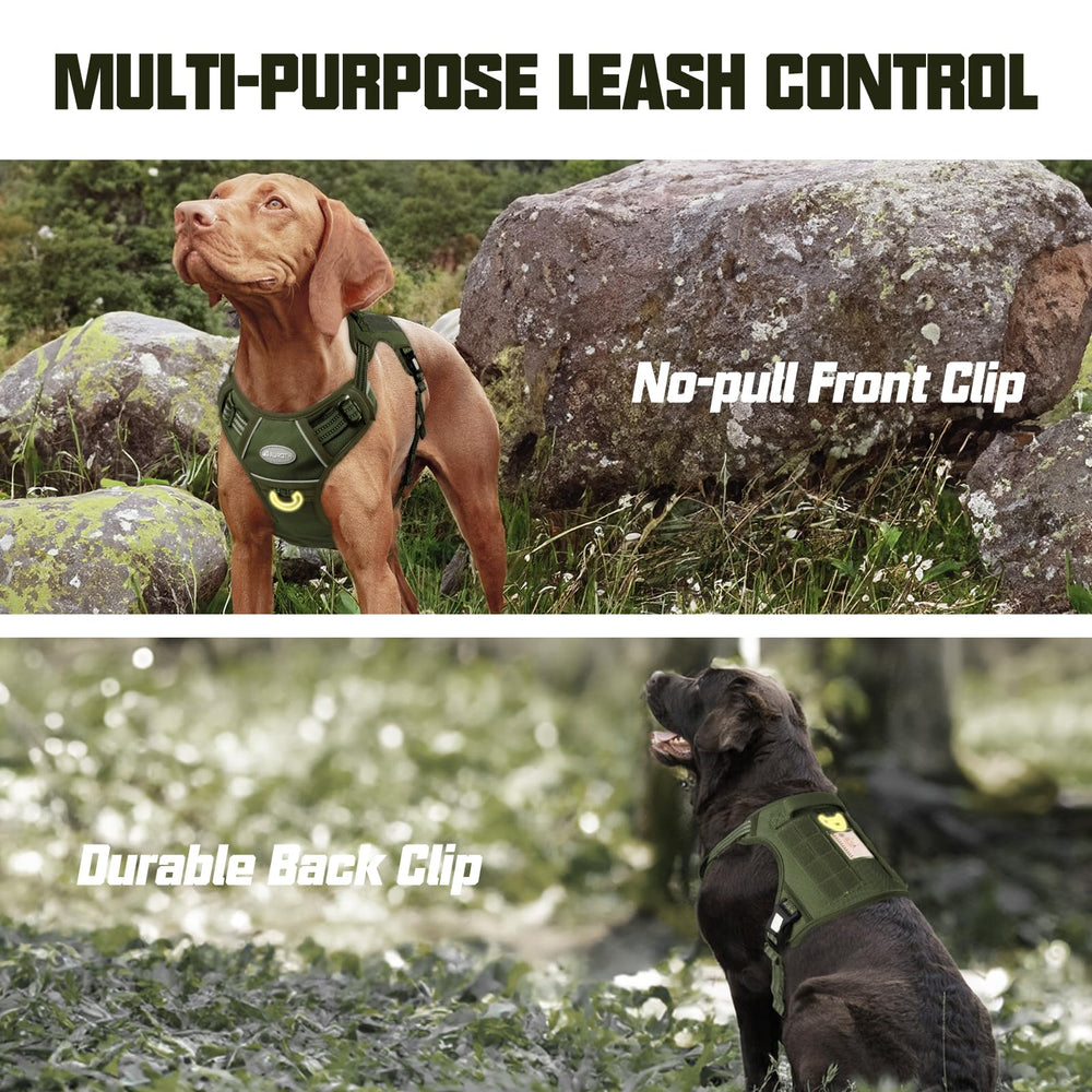 AUROTH dog harness detail showing the back metal leash clip.