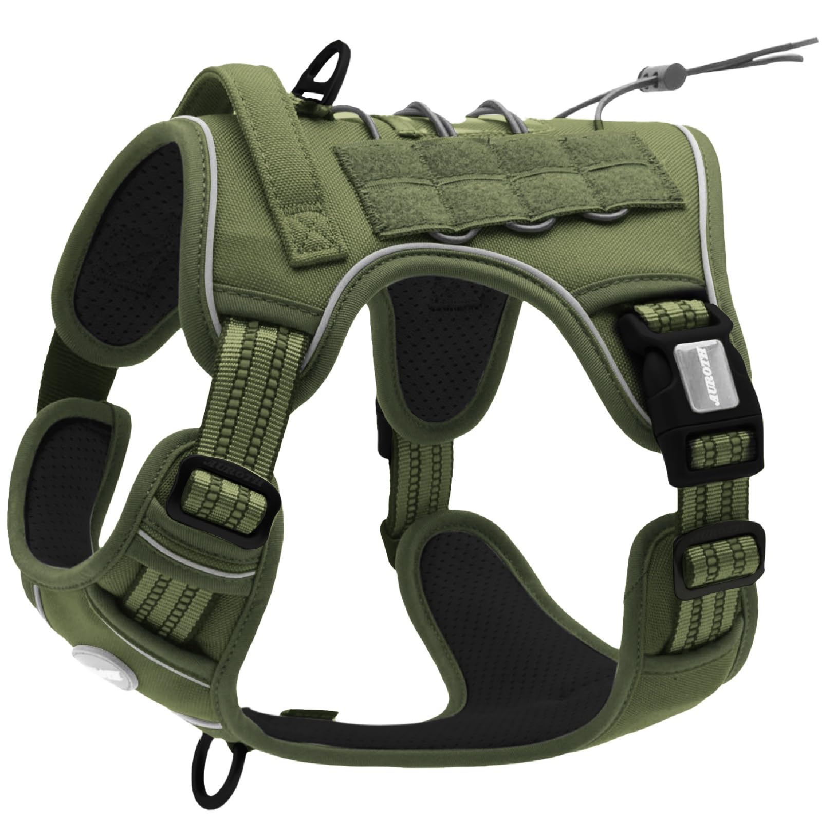 AUROTH dog harness shown from the front, highlighting the tactical vest design.