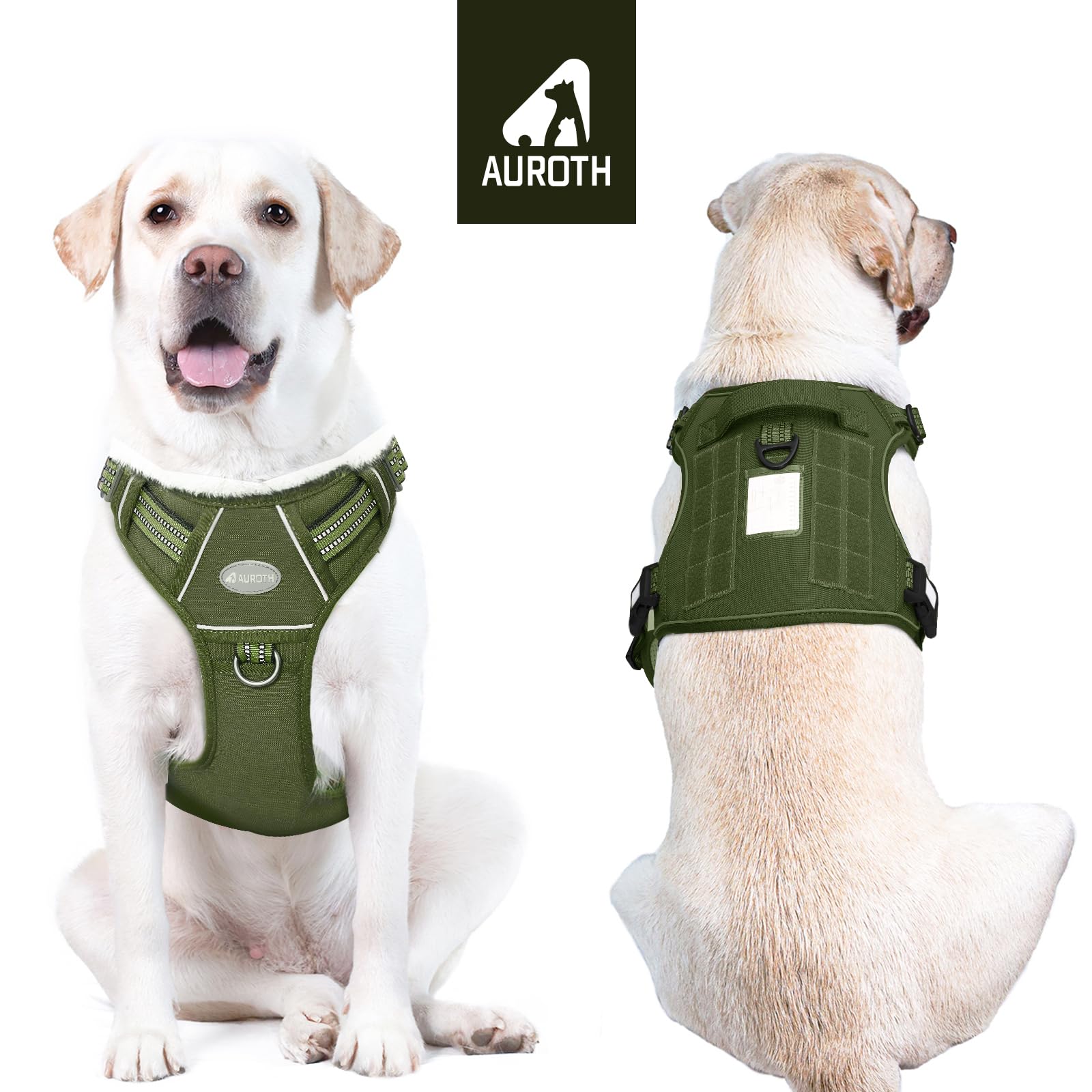AUROTH dog harness shown fitted on a dog.