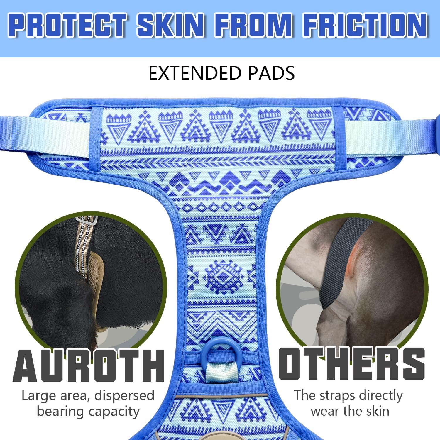AUROTH Tactical Dog Harness showing its leash attachment points.