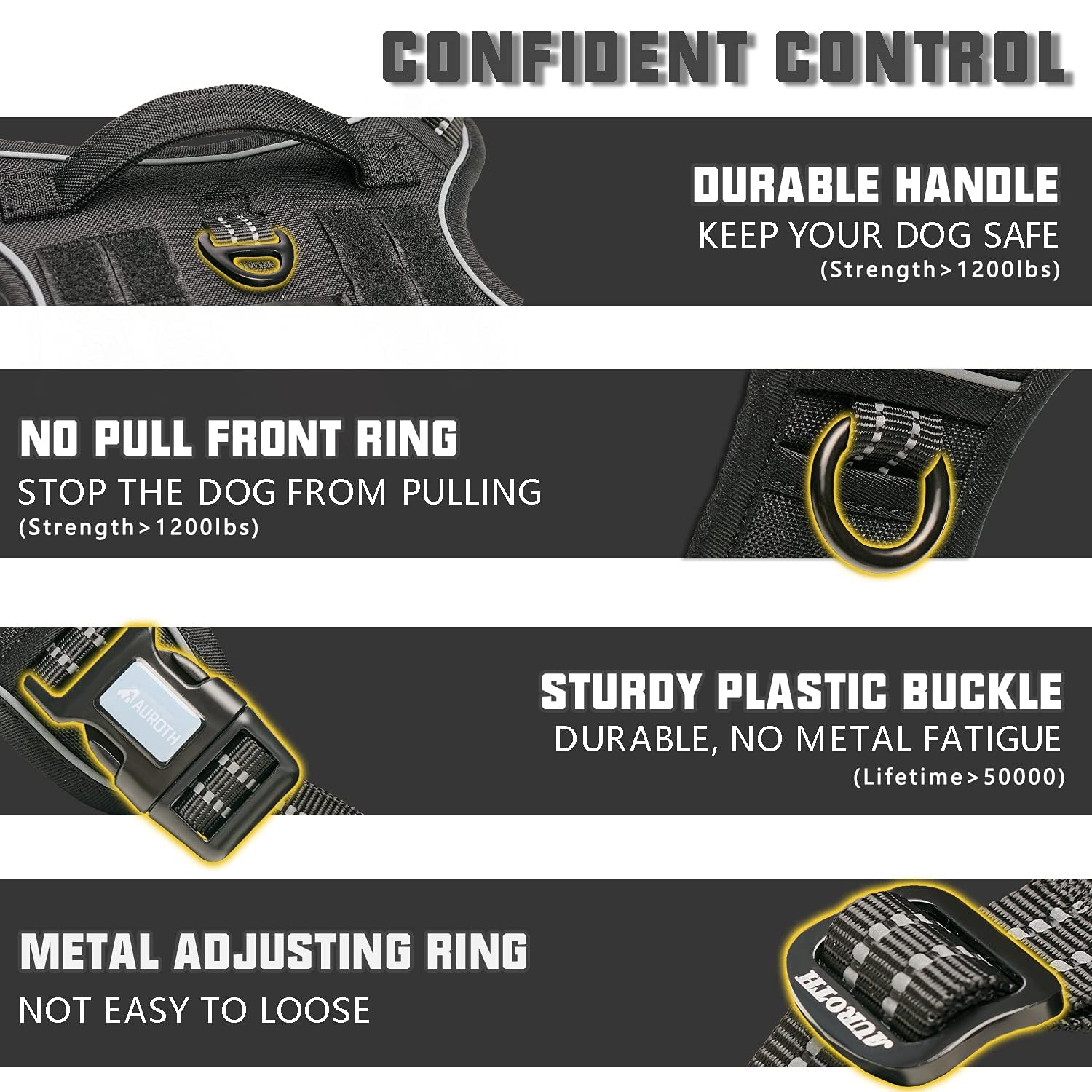 AUROTH Tactical Dog Harness close-up showing breathable air mesh.
