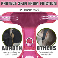 AUROTH tactical dog harness breathable air mesh and padded pressure points.
